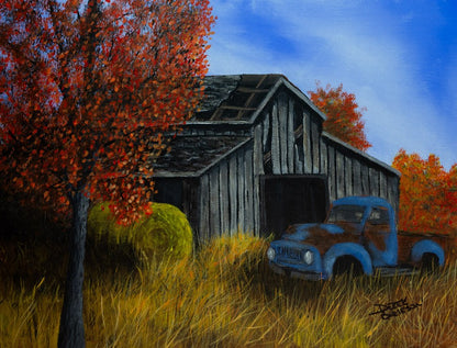 Kansas Barn in Fall - Canvas Print