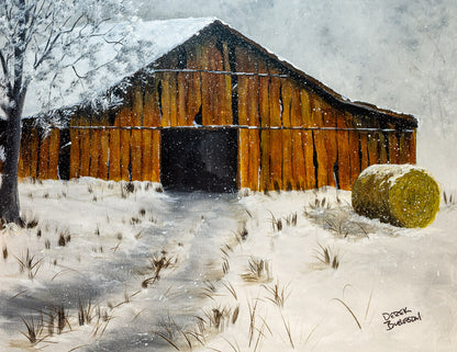 Kansas barn in Winter - Canvas Prints