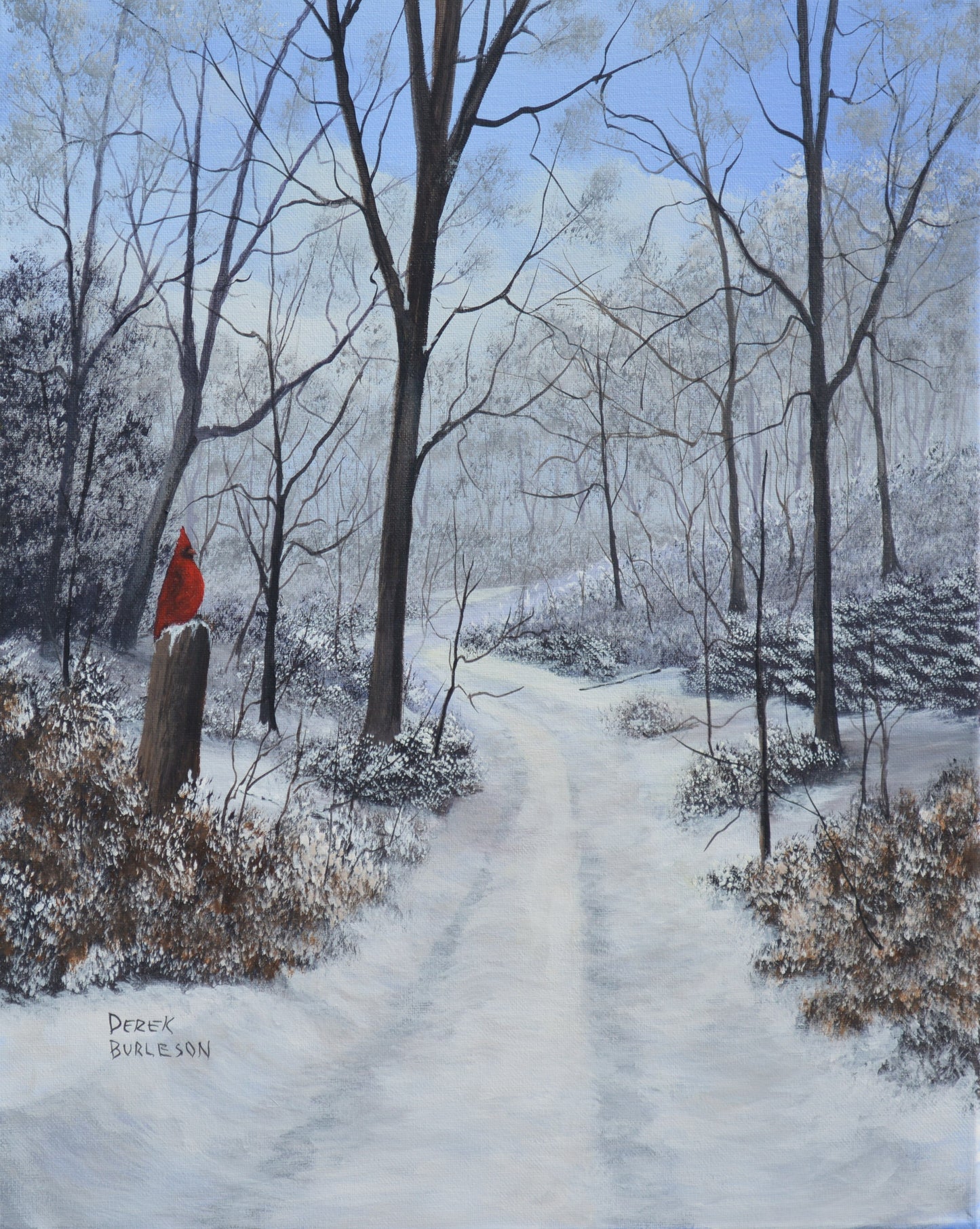 Cardinal on Winter Lane - prints