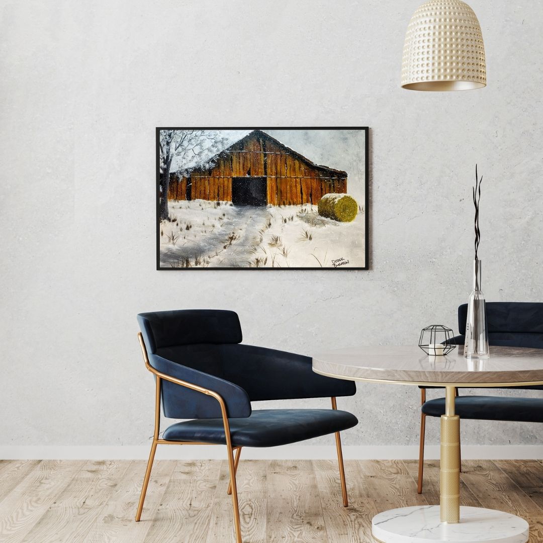 Kansas barn in Winter - Canvas Prints