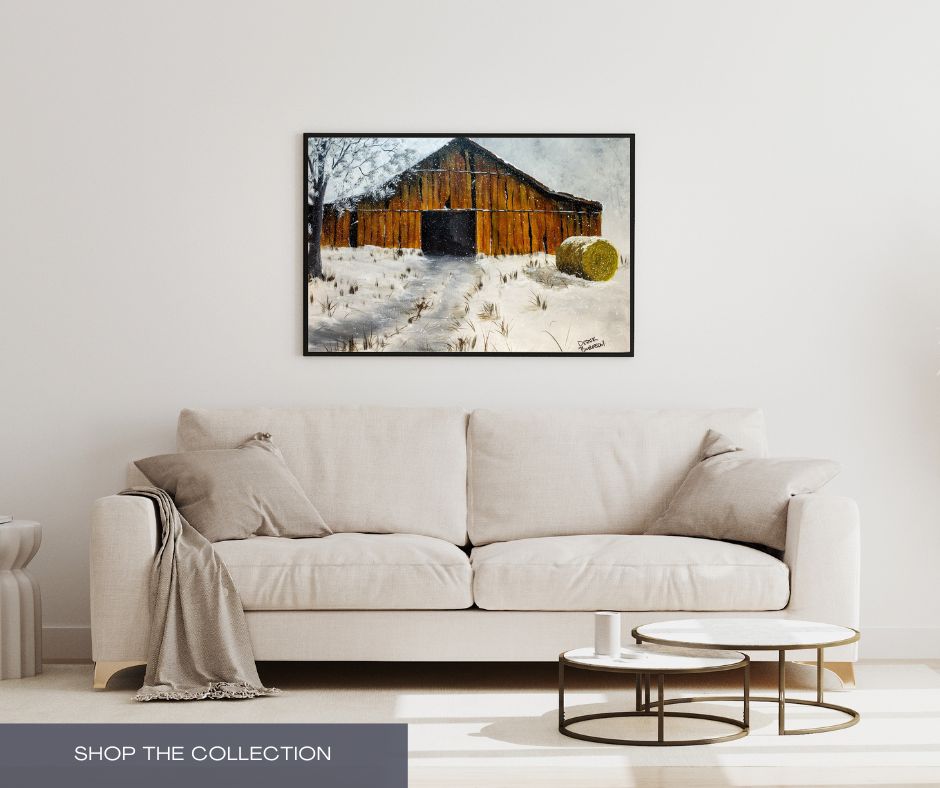 Kansas barn in Winter - Canvas Prints