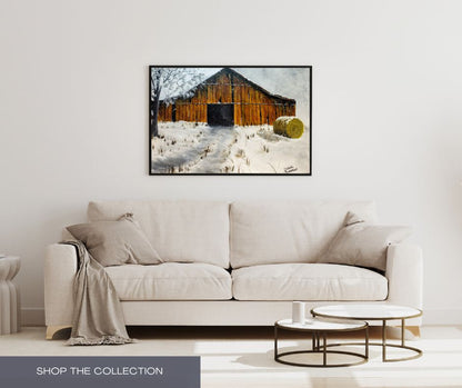 Kansas barn in Winter - Canvas Prints