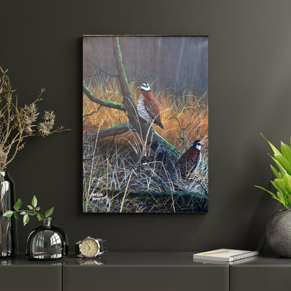 Quail on a Log - Canvas Print