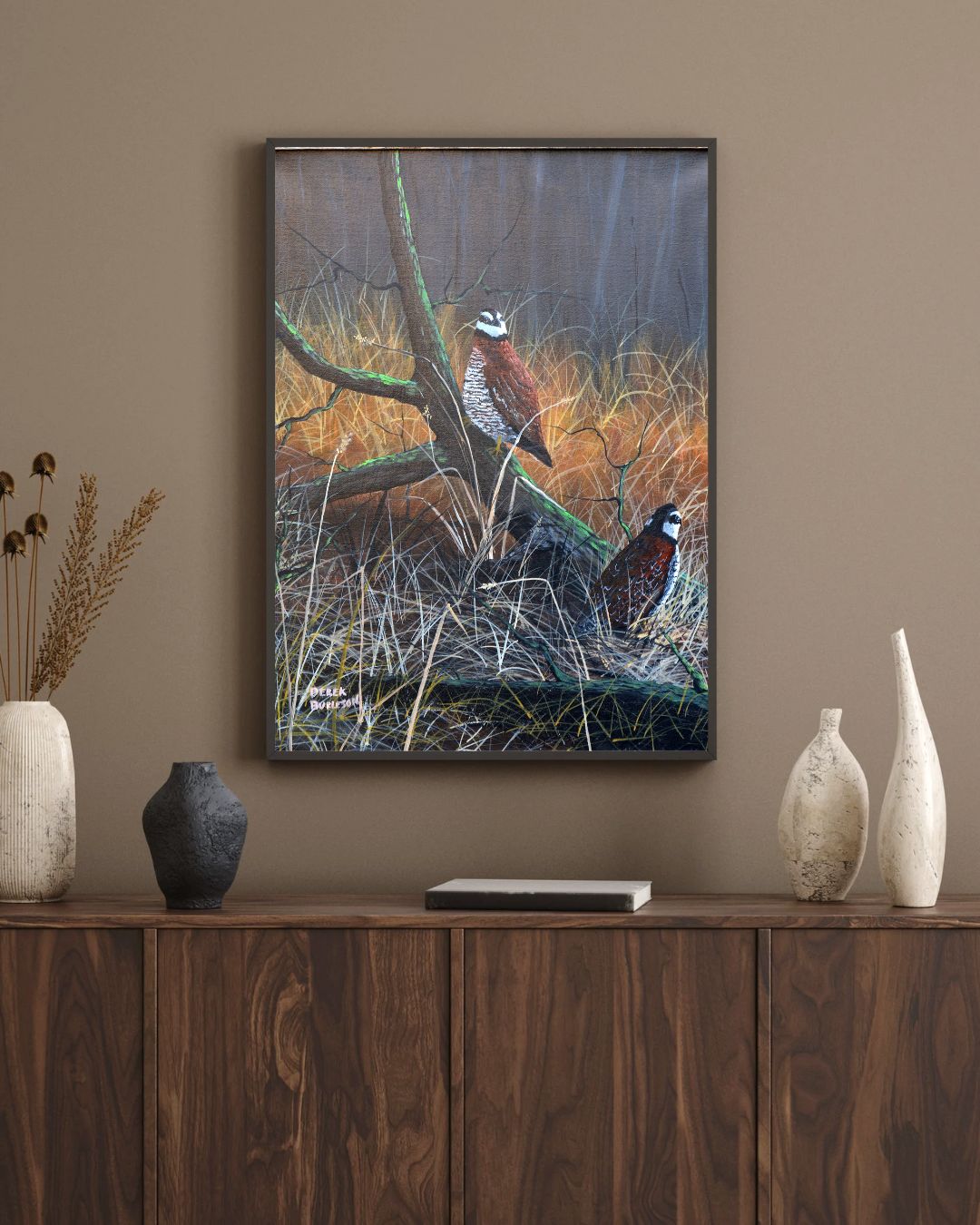 Quail on a Log - Canvas Print