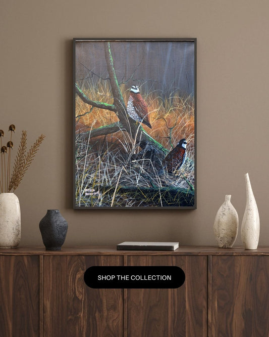 Quail on a Log - Canvas Print